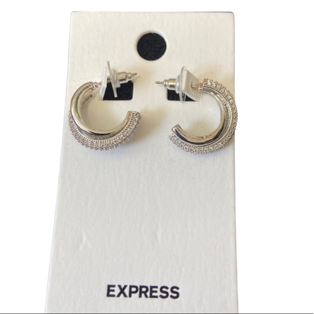 Silver small circle earrings